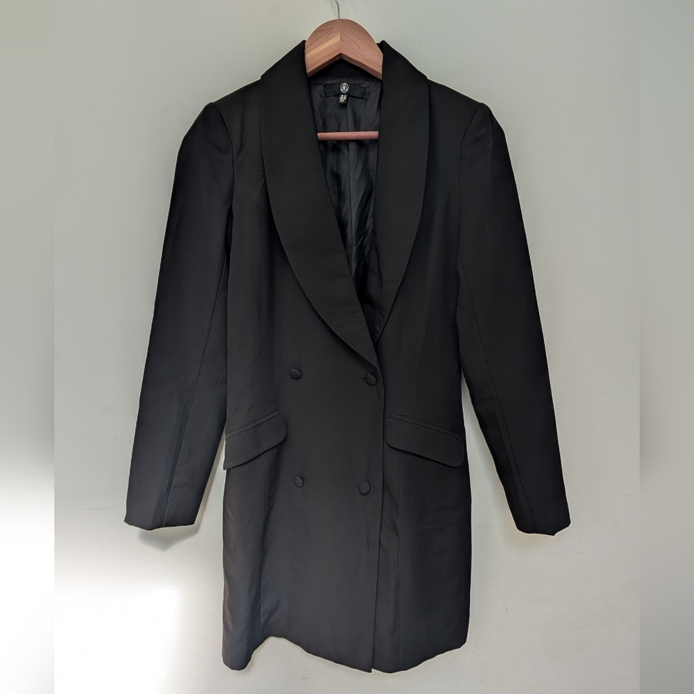 Missguided Black Long Sleeve Blazer Dress